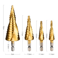 4 pièces HSS Titane Enduit Rainure En Spirale étape foret ensemble pour le perçage en métal