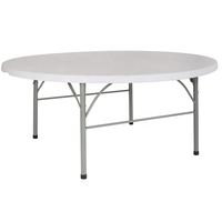 Table Ronde Pliante en Plastique Blanc de 1,80 m pour 10 Personnes, Vente en Gros, Idéale pour Événements Extérieurs, Fêtes, Banquets et Mariages