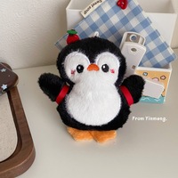 Porte-clés en peluche pingouin mignon, breloque de sac à dos, poupée de dessin animé, accessoire sonore pour enfants de 5 à 7 ans, modèle pingouin pour sac à dos