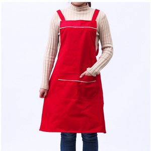Delantal tipo cárdigan de poliéster, color rojo sólido, lavable a máquina, para cocina, hogar, ropa de trabajo, uso publicitario - Product Image 1