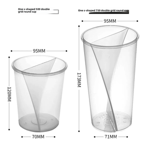 Bicchiere Doppio S-Shaped in PP per Alimenti da 22oz, Bicchiere Diviso per Bubble Tea <span class=keywords><strong>e</strong></span> Tè al Latte, Personalizzabile con Logo, Senza BPA, Vendita all'Ingrosso - Product Image 2
