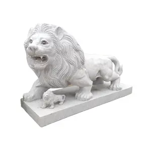 Estatua de escultura de león de piedra de mármol grande para jardín al aire libre