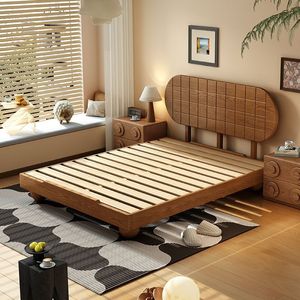 French Style Antique Wooden Bed 1.8m Double Modern Minimalist Design For <b>Small</b> Apartments And Guesthouses - Product Image 3