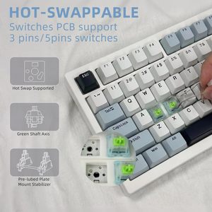 Wireless Mechanical Keyboard with <strong>Knob</strong> Backlit Side Printed PBT Keycaps 2.4GHz USB-C BT5.0 Mechanical Gaming Keyboards - Product Image 5