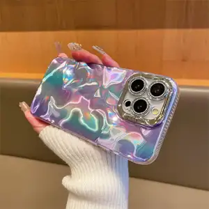 Glossy Phone Case With Lens Protect For IPhone15 Glitter Bling Mobile Phone Bags And Cases For IPhone 15 14 13 12 11