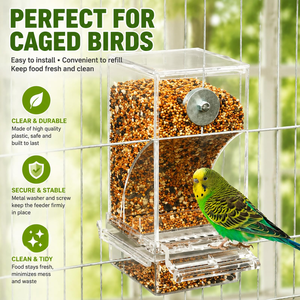 Mangeoire et abreuvoir automatiques pour oiseaux et perroquets, conteneur à graines et nourriture en acrylique, accessoires de cage pour petits et moyens perruches - Product Image 2