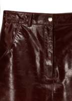 Rok Wanita Kulit Asli Burgundy, Model Gothic, Lembut, Nyaman, Bernapas, Buatan Tangan, Pinggang Reguler, Lurus, Kantong Miring
