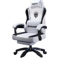 Chaise de bureau ergonomique pour le jeu avec cadre en acier inoxydable, revêtement en cuir, vérin à gaz à 4 étages, design moderne pour les joueurs