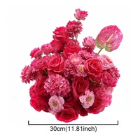 Bouquet de roses artificielles en soie rose vif 60/40/30CM, centre de table pour mariage, décoration d'allée