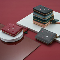Offre Spéciale Porte-Monnaie Femme en Cuir PU Mini Portefeuille Porte-Cartes avec Fermeture Éclair Pendentif Étoile et Gland pour Filles