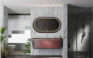 BNITMライトラグジュアリー赤モダンカスタムステンレス鋼バスルームバニティキャビネット家具ダブルシンクとスマートLEDミラー付き - Product Image 2