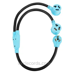 CircleCord. NEMA10-30P Male To 2 NEMA 10-30R Female 3 Prong Dryer Y Splitter 3 FT For Dryer Outlet And Level 2 EV Charging