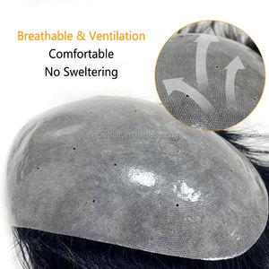 ท็อปเปอร์ผมแท้คุณภาพสูงสำหรับผู้ชาย แบบบางพิเศษ PU  ชิ้นส่วน<span class=keywords><strong>ผ</strong></span>มเสริมสำหรับใช้ในชีวิตประจำวัน ระบบเปลี่ยนผม - Product Image 5