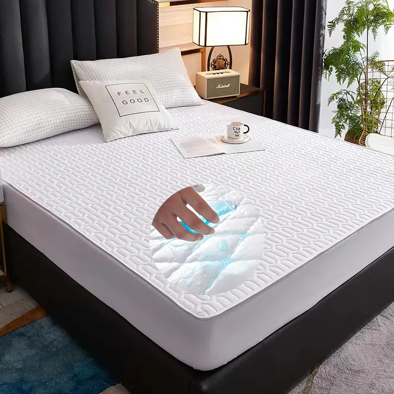Printing polycotton mattress protective cover fixed bedspread waterproof cover 100% polyester fitted sheet white