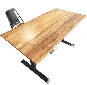 سعر المصنع مكتب رفع الخشب بحافة حية طبيعية مع أرجل ارتفاع متغير طاولة من الخشب الصلب