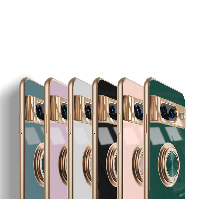 Shockproof Metallic Plating Tpu Ring Kickstand Phone case for google Pixel 7A for google Pixel 8 Pro case