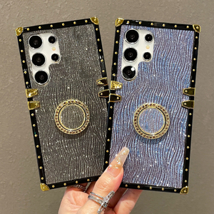 Funda de TPU con Efecto de Agua Brillante para S25 Edge S24 S23 S22 <span class=keywords><strong>S21</strong></span> Ultra, con Anillo de Soporte, Borde Recto, Resistente a Golpes - Product Image 1