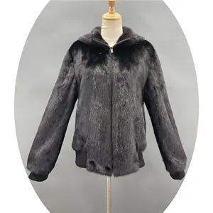OEM Service Ladies Luxury Real Mink Fur Coats Women Autumn Winter Plush Thick Natural Color Mink Fur Jacket With Hood