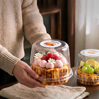 Boîte d'emballage cylindrique transparente jetable de 4 pouces pour aliments, matériau PET, épaisseur 1 mm, impression personnalisable