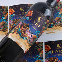 Etiqueta de Vino Premium con Relieve - Pegatinas Personalizadas de Lujo para Botellas de Vino Tinto
