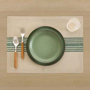 Striped Linen <b>Placemats</b> with Low Contrast Stripe for Resort <b>Tables</b> and Banquet Operations - Product Image 1