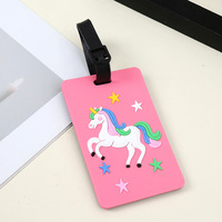 Étiquettes de bagages en PVC à motif animalier de dessin animé, pendentifs d'identification créatifs anti-perte pour valises de voyage