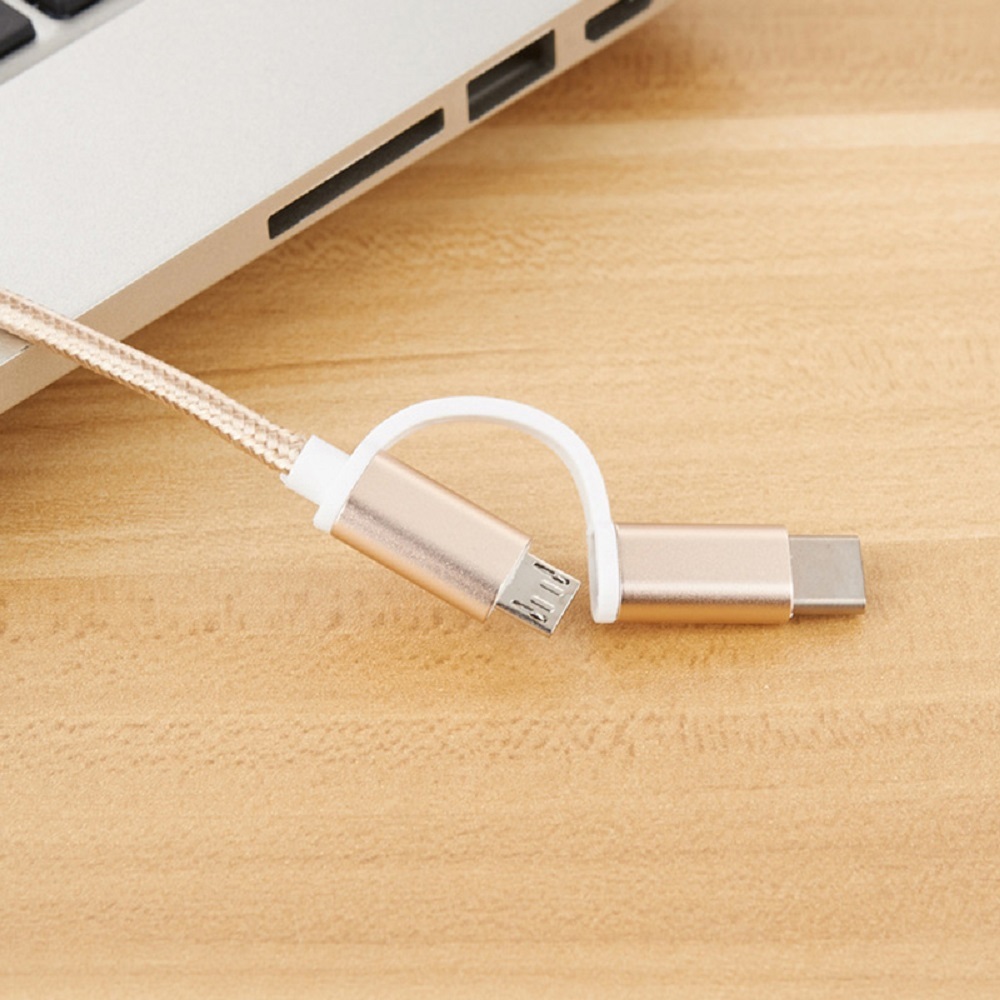 En Nylon Tressé USB C Micro usb type c 2 En 1 mâle à Un câble usb pour téléphone portable Accessoires
