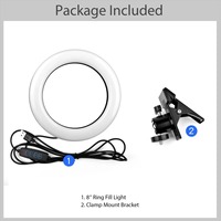 Lampe annulaire LED réglable à clipser pour selfie, avec contrôle USB, intensité variable, pour ordinateur de bureau, éclairage vidéo et photographie