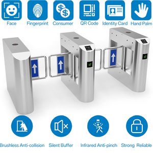 밍슈 맞춤형 스윙 배리어 게이트 QR 코드/지문/얼굴/손바닥 인식 턴스타일 (슈퍼마켓 및 공원용) - Product Image 1