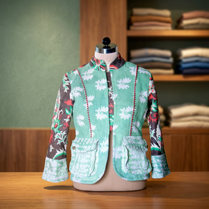 Abrigo Vintage Reversible de algodón, edredón Kantha, indio, proveedor de estrellas - Product Image 2