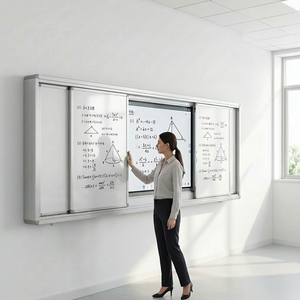 <span class=keywords><strong>Pizarra</strong></span> <span class=keywords><strong>Blanca</strong></span> Escolar de Aluminio, Grande, Magnética, Deslizante, Interactiva, de Borrado en Seco, de Cerámica, para Aula - Product Image 1