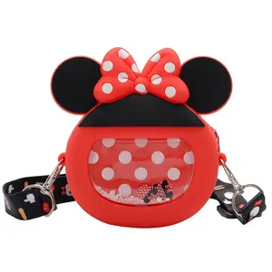 PU cartoon rato vermelho orelha brilho ornamento meninas bolsa moda crianças sacos