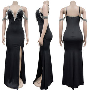 Gaun Trumpet Tanpa Lengan dengan Tali dan Belahan Tinggi yang Elegan dan Seksi untuk Tamu Pernikahan, Gaun Malam, Gaun Pesta Prom - Product Image 2