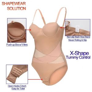 Seamless Control <strong>Bodysuit</strong> Bra <strong>Shapewear</strong> for Plus Size Women <strong>Strapless</strong> Design with Firm Tummy Control Panties - Product Image 3