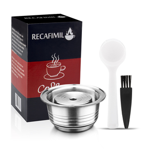 Recafimil <span class=keywords><strong>Capsule</strong></span> à dosettes de café en acier inoxydable rechargeable réutilisable compatible avec la machine à café <span class=keywords><strong>Vertuo</strong></span> de haute qualité - Product Image 1