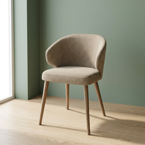 Chaise de salle à manger rembourrée en gros avec pieds en bois, assise en tissu, design mi-siècle, mobilier de maison - Product Image 2