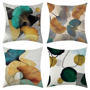 Ginkgo Leaf Linen Pillowcase 45x45cm Washable Modern <b>Sofa</b> Cushion <b>Cover</b> Living Room Decor Square <b>Throw</b> Pillow Case - Product Image 1