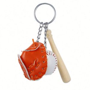 Mini Colorful Baseball Pendant & <b>Leather</b> <b>Keychain</b> Sports Event Souvenir for Gift & Key Holder Made of Metal & Alloy - Product Image 1