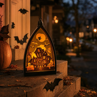 Accessoires de décoration pour fête d'Halloween, lampe d'ambiance LED citrouille, maison fantôme, crâne, bougie électronique portable pour usage extérieur