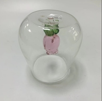 Cangkir air kaca kreatif dengan dasar 3D bunga mawar merah muda bening transparan mawar di dalam cangkir minum kaca anggur pernikahan
