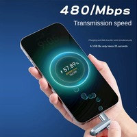 Câble de charge 2-en-1 avec cordon pour téléphone 120W, charge rapide 5A, transfert de données 480 Mbps, verrouillage métallique détachable, nylon laminé pour iPhone