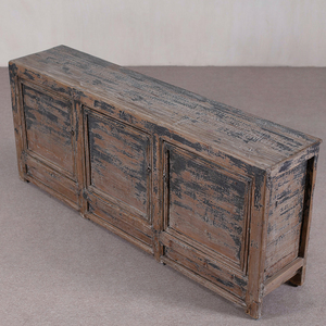Lemari Samping Ruang Tamu Antik Cina dari Kayu Solid Wabi-Sabi Ramah Lingkungan Buatan Tangan Stabil Berkilau Cokelat dengan Pintu Slab - Product Image 3