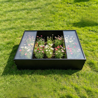 Jardinière modulaire en métal ondulé galvanisé avec revêtement en poudre antirouille et porte coulissante