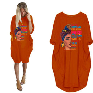 Vestido de camiseta holgado informal de manga larga <span class=keywords><strong>para</strong></span> mujer, vestido de talla grande <span class=keywords><strong>para</strong></span> mujer, vestido estampado personalizado con Poc - Product Image 4
