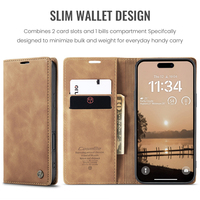 Pour iPhone 17 16 Pro Max iPhone16 Plus 16e Coque CaseMe 013 Rétro Mat De Protection Flip Antichoc En Cuir Téléphone Cas