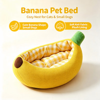 Lit pour animaux de compagnie en forme de banane, nid douillet en tricot peluche pour toutes les saisons, pour chats, chiens de petite et moyenne taille