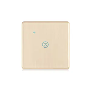 Tuya Switch Wifi EU UK Standard Brushed Aluminum Frame Zero Fire Wire Home Touch Switch With Voice Control Switch