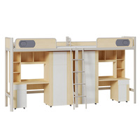 Lit superposé scolaire avec rangement, armoire, lits superposés pour dortoir, lit en fer multifonctionnel avec bureaux et bibliothèque, design moderne et gain de place
