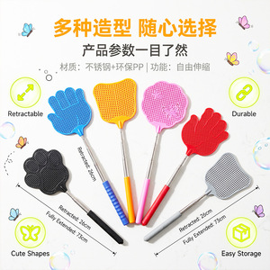 Matamoscas Extensible Mini con Mango Metálico, Plástico Resistente, Portátil para Uso en Verano, Control de Moscas - Product Image 2