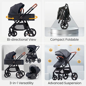 Sistema <span class=keywords><strong>de</strong></span> Viaje 3 en 1 para Bebé, Cochecito Plegable Bidireccional, Asiento <span class=keywords><strong>de</strong></span> Coche, Cuna Reversible, Cochecito Compacto, Venta al por Mayor - Product Image 2